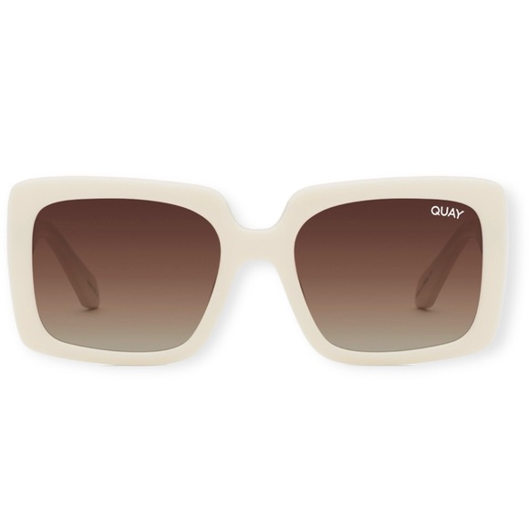 QUAY Total Vibe Sunglasses Polarized White Frame Brown Gradient Lens Unisex NWT - Picture 1 of 8